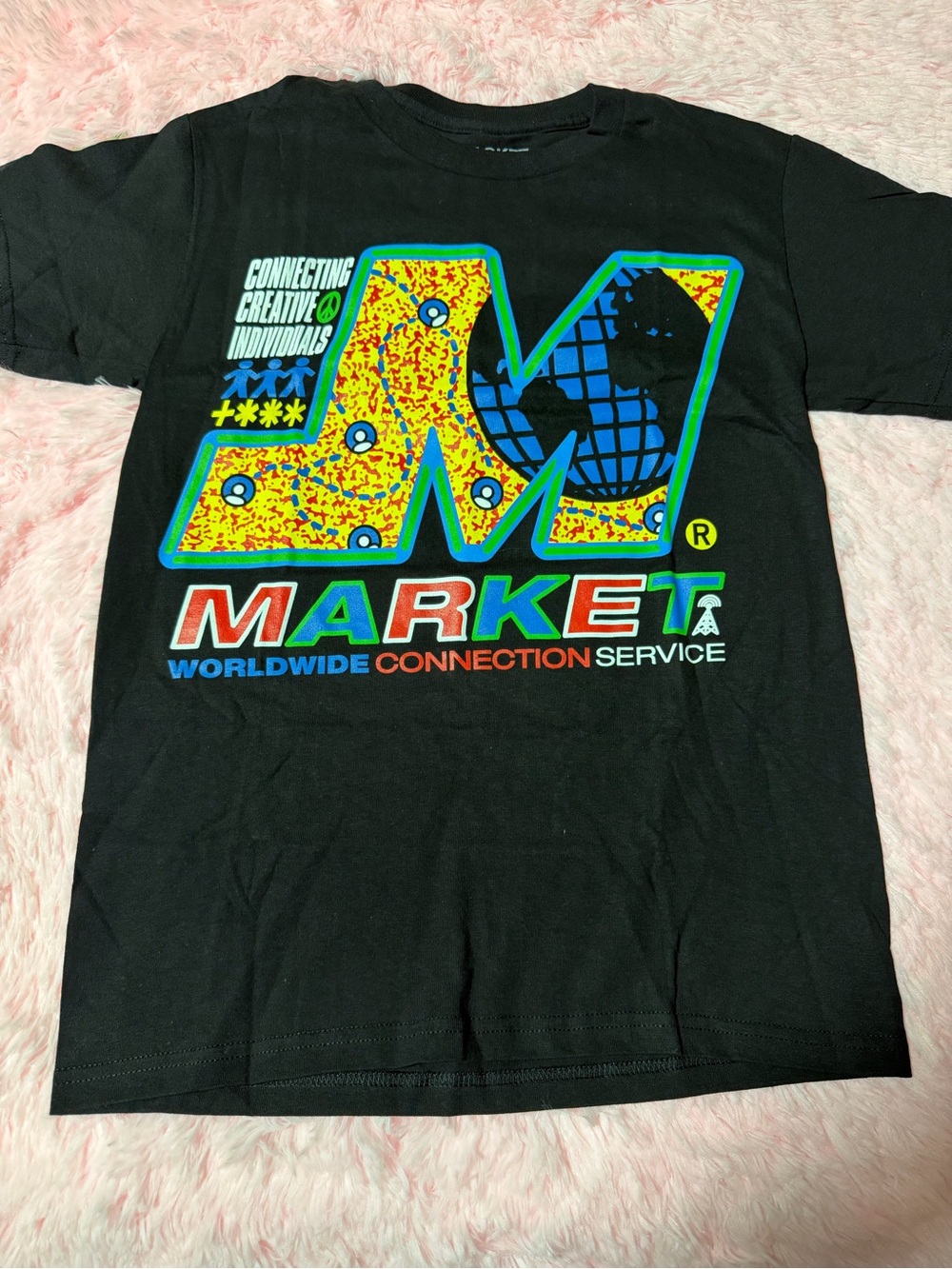 Arket Black Short-Sleeve Tee with Multicolor MARKET Logo
